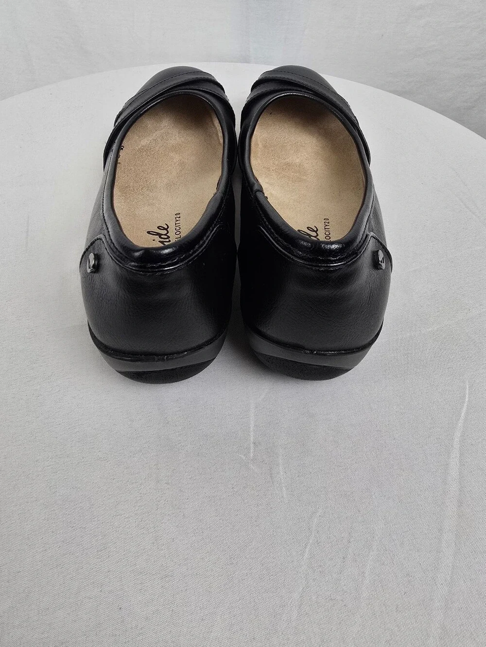 NWOB Life Stride I-Loyal Black Women's Faux Leather Slip-On Ballet Flats Sz 8.5